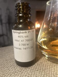 Springbank 21 yo (2024) 46% - (Antal flaskor till Sverige:
42 st)